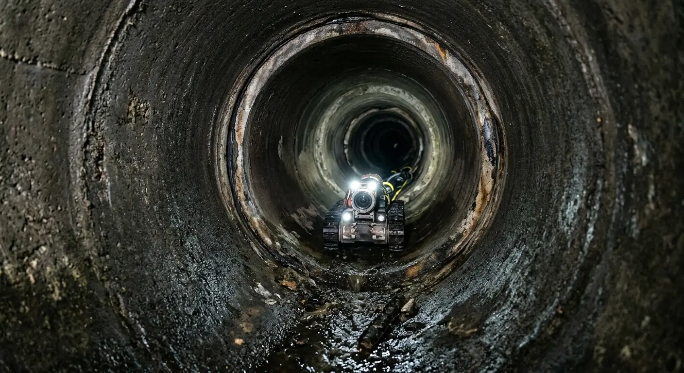Robotic sewer camera inspecting pipe interior for Drain Snake Service in Yosemite Lakes